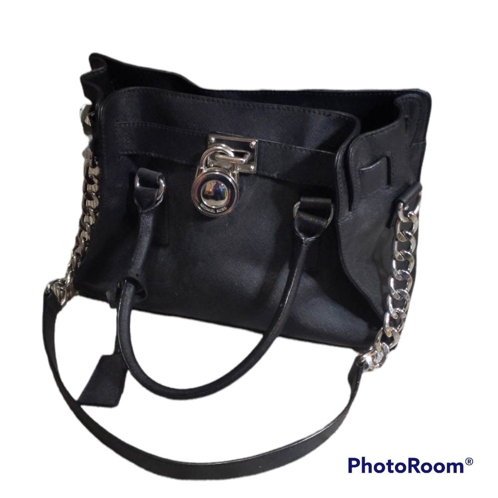 MICHAEL Michael Kors Hamilton Black Safiano Satchel Shoulder Bag